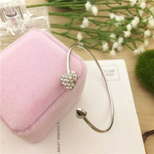 Load image into Gallery viewer, 2019 Hot New Fashion Adjustable Crystal Double Heart Bow Bilezik Cuff Opening Bracelet For Women Jewelry Gift Mujer Pulseras 7g
