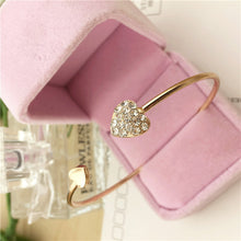 Load image into Gallery viewer, 2019 Hot New Fashion Adjustable Crystal Double Heart Bow Bilezik Cuff Opening Bracelet For Women Jewelry Gift Mujer Pulseras 7g
