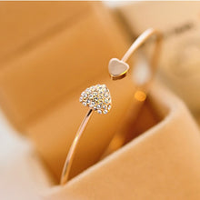 Load image into Gallery viewer, 2019 Hot New Fashion Adjustable Crystal Double Heart Bow Bilezik Cuff Opening Bracelet For Women Jewelry Gift Mujer Pulseras 7g
