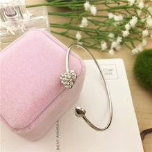 Load image into Gallery viewer, 2019 Hot New Fashion Adjustable Crystal Double Heart Bow Bilezik Cuff Opening Bracelet For Women Jewelry Gift Mujer Pulseras 7g
